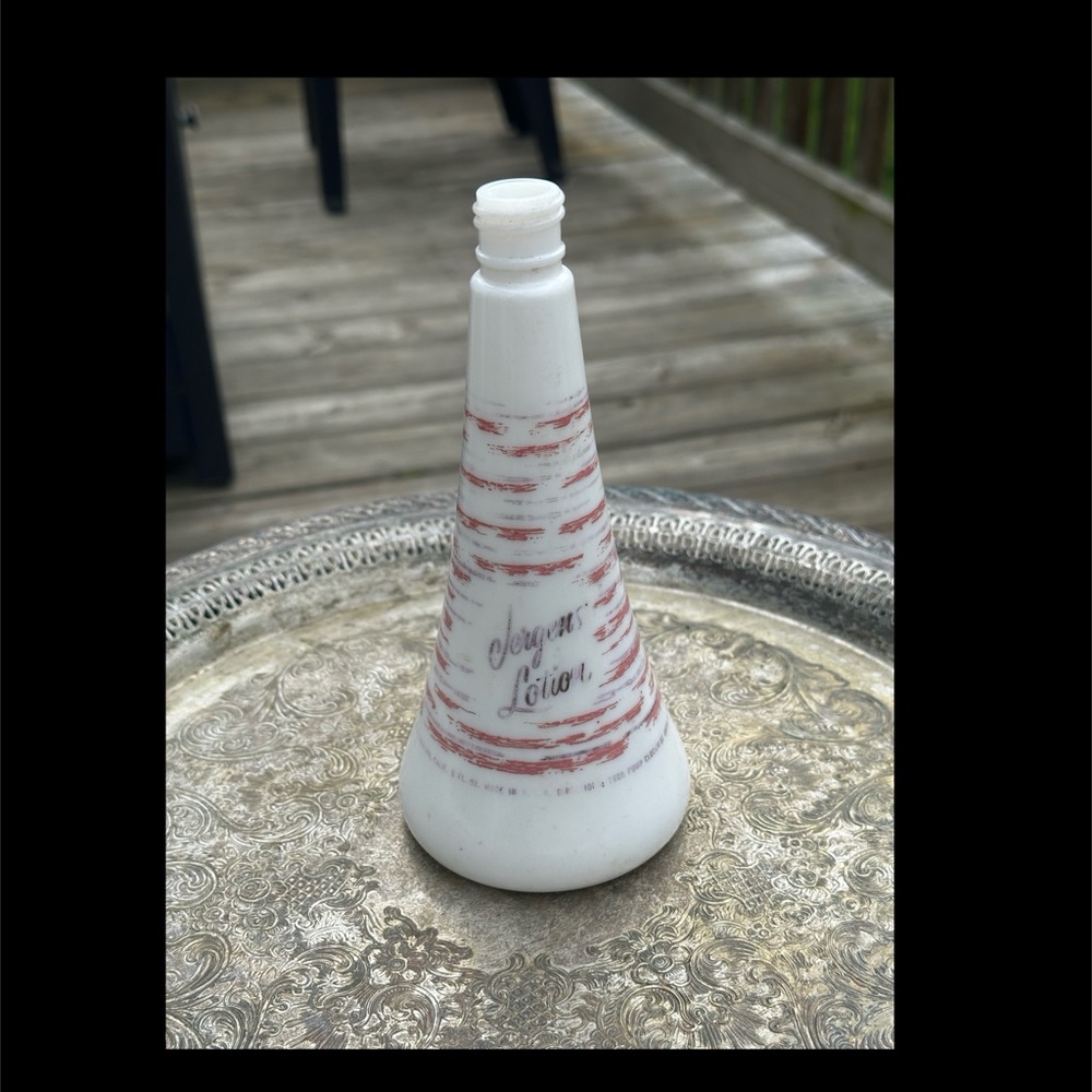 Vintage Jergens White Milk Glass Lotion Bottle Empty No Lid
